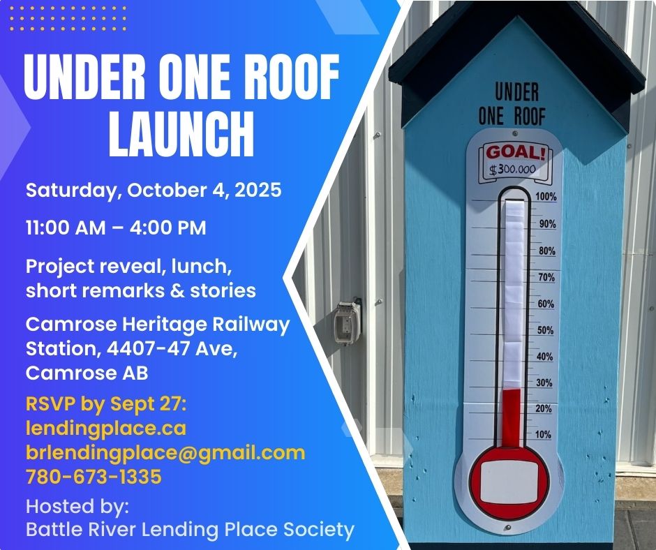 under one roof launch image with fundraising thermometer